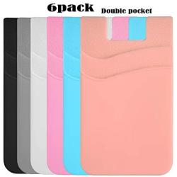 BIAJIYA Card Holder for Back of Phone Silicone Wallet Stick-on ID Credit Card Pocket for Smartphones(6PC)