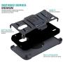 CasemartUSA Phone Case for [Nokia C2 Tennen/Nokia C2 Tava (Cricket Wireless)], [Refined Series][Black] Shockproof Cover with Built-in Kickstand & Belt Clip Holster for Nokia C2 Tennen / C2 Tava