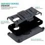 CasemartUSA Phone Case for [Nokia C2 Tennen/Nokia C2 Tava (Cricket Wireless)], [Refined Series][Black] Shockproof Cover with Built-in Kickstand & Belt Clip Holster for Nokia C2 Tennen / C2 Tava