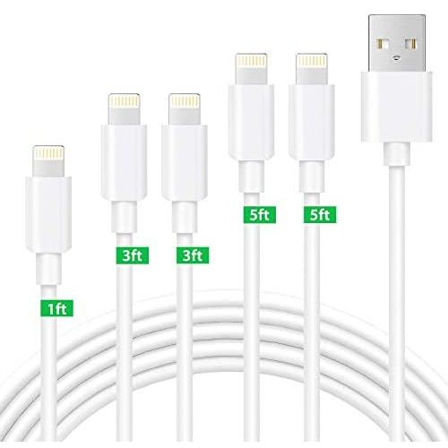 Bestf MFi Certified iPhone Charger,Lightning Cable 5Pack 1ft+3ft+3ft+5ft+5ft iPhone Charger Cable for Charging and Syncing Compatible with iPhone 11/11 Pro/X/XS/XR/XS Max/8/8 Plus/7/7 Plus/iPad