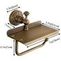 Beelee Bathroom Tissue Holder/Toilet Paper Holder Solid Brass Wall-Mounted Toilet Roll Holder, Toilet Paper Tissue Holder with Mobile Phone Storage Shelf Antique Brass Finished