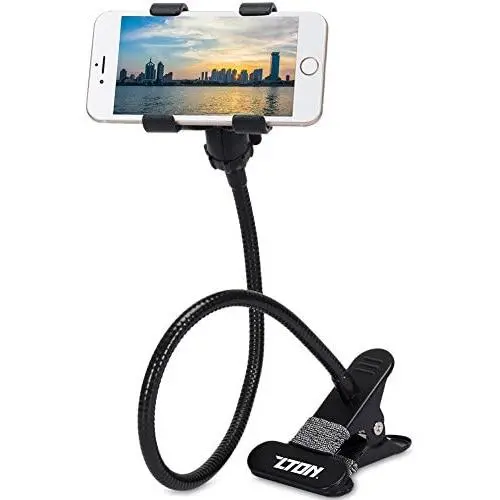 Metal-Enhanced Cell Phone Holder, ZTON Mobile Phone Stand, Lazy Bracket, Flexible Long Arms Clip Mount for iPhone, LG, etc.in Office Bedroom Desktop (Black) Metal-Enhanced Cell Phone Holder, ZTON Mobile Phone Stand, Lazy Bracket, Flexible Long Arms Clip Mount for iPhone, LG, etc.in Office Bedroom Desktop (Black)