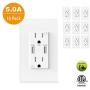 AllEasy 5.0A USB Outlet 10Pack, Duplex 15Amp Tamper Resistant Receptacles with 5.0A High Speed Dual USB Charging Port, Wall Plate Included Compatible with iPhone, Samsung Galaxy S9 & Other Smartphones