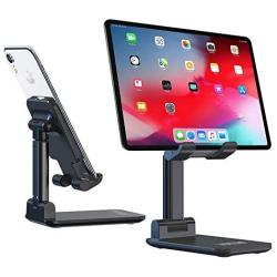 Cell Phone Stand, Adjustable Cell Phone Stand Fully Foldable Stand for Cell Phone Desktop Phone Holder, Compatible with iPhone 11 Pro Xs Max Xr X 8, iPad Mini Kindle, Tablet (Black)
