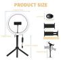 LED Selfie Ring Light,10" Desktop Ring Light,Selfie Lamp with Phone Stand and Tripod,3 Modes&10Brightness Levels,with Bluetooth Remote Control for YouTube TikTok Live Streaming,Video Shoot,Selfie