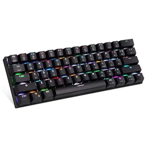 MOTOSPEED 60% Mechanical Gaming Keyboard Compact 61 Keys RGB Backlit Wired/Wireless 3.0 Type-C Gaming/Office Keyboard for PC/Mac/Linux/iPad/iPhone/Smartphone/Laptop Blue Switch