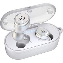 TOZO T10 Bluetooth 5.0 Wireless Earbuds with Wireless Charging Case IPX8 Waterproof TWS Stereo Headphones in Ear Built in Mic Headset Premium Sound with Deep Bass for Sport White(Renewed)