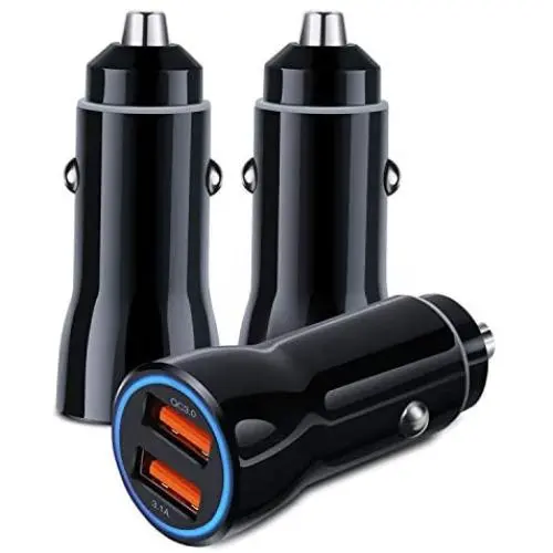 USB Car Charger, OKRAY 3 Pack 30W QC 3.0 & 3.1A Fast Dual Port Car Charger Adapter USB Charger Compatible iPhone 11/Xs/XR/X/8/7/6/Plus, Galaxy S10/S9/S8/Note8, iPad, Tablet, LG, HTC (All Black) USB Car Charger, OKRAY 3 Pack 30W QC 3.0 & 3.1A Fast Dual Port Car Charger Adapter USB Charger Compatible iPhone 11/Xs/XR/X/8/7/6/Plus, Galaxy S10/S9/S8/Note8, iPad, Tablet, LG, HTC (All Black)
