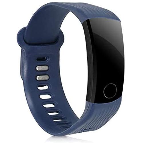 kwmobile Silicone Watch Strap Compatible with Huawei Honor Band 3 - Fitness Tracker Band with Clasp - Dark Blue