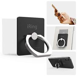 iRing Link-Detachable Plate for Wireless Charging, Include Hook Mount for Wall or Car Cradle. Original AAUXX Cell Phone Ring Grip Finger Holder Mobile Stand, Universally Compatible(Matt Black)