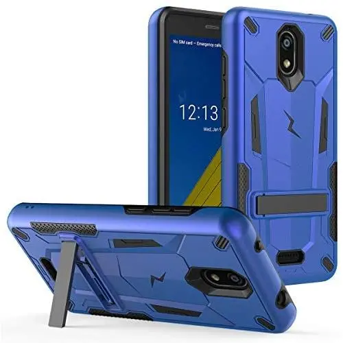 Phonelicious Radiant Core Cricket Icon Smartphone Case with kickstand Heavy Duty Rugged Slim Durable Hybrid Dual Layer Shockproof Phone Cover Compatible Cricket Icon (Blue)
