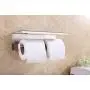 XVL Dual Toilet Paper Holder with Mobile Phone Storage Shelf and Spring Roller, Brushed, G327B