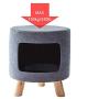 HuiDao Cat Condo Ottoman Round Foot Stool Ottoman with Cave and Inner Pad, Small Dog and Cat House Ottoman