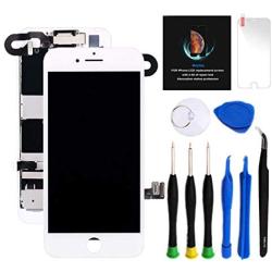 for iPhone 8 Plus Screen Replacement Kit White 5.5" LCD Display for iPhone 8 Plus Replacement Touch Screen Digitizer Full Assembly + Front Camera + Earpiece + Repair Tools + Screen Protector (White)