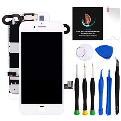 for iPhone 8 Plus Screen Replacement Kit White 5.5" LCD Display for iPhone 8 Plus Replacement Touch Screen Digitizer Full Assembly + Front Camera + Earpiece + Repair Tools + Screen Protector (White)
