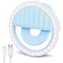 Selfie Ring Light [Upgraded Version], Rechargeable Portable Clip-on Selfie Fill Light with 36 LED for Smart Phone Laptop Photography, Camera Video, Girl Makes up Blue