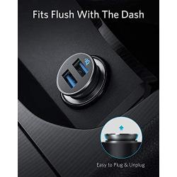 Anker Car Charger, Mini 24W 4.8A Metal Dual USB Car Charger, PowerDrive 2 Alloy Flush Fit Car Adapter with Blue LED, for iPhone XR/Xs/Max/X/8/7/Plus, iPad Pro/Air 2/Mini, Galaxy, LG, HTC and More