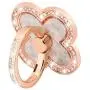Finger Ring Stand with Blingy Diamond Rhinestone, Nsiucion Four Clover Leaf Phone Ring Kickstand Holder [Washable] [Removable], 360°Rotation Zinc Alloy Ring Grip Stand for All Phones (Rose Gold)