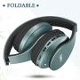 Bluetooth Headphones,Tuinyo Wireless Headphones Over Ear with Microphone, Foldable & Lightweight Stereo Wireless Headset for Travel Work TV PC Cellphone - Silver Blue