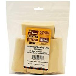 The Country Butcher Filled Dog Bones, Made in USA, Natural Dog Chew Treats for Aggressive Chewers, Flavors: Chicken N Rice, Peanut Butter, Cheese & Bacon, Bully & Beef, 4 Count