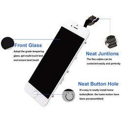 Nroech Screen Replacement for iPhone 6 (White) with Home Button, LCD Touch Screen Display Assembly Front Camera, Ear Speaker and Sensors, Repair Tools and Screen Protector