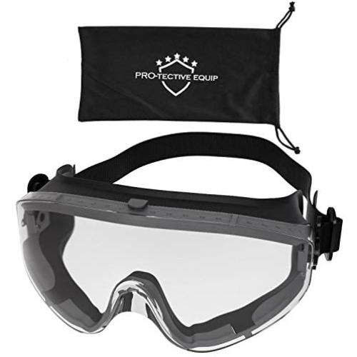 PROTECTIVE EQUIP Safety Goggles Over Glasses Clear Anti Fog Safety Glasses for Eye Protection, Chemistry Goggles for Lab Safety, Protective Eye Wear Goggles for Eye Safety, Multiuse (LARGE)
