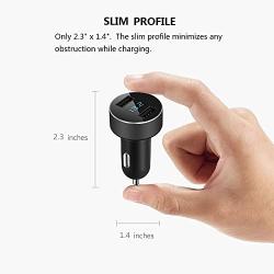 Dual USB Car Charger,Output 4.8A Car Adapter,Cigarette Lighter Voltage Meter Compatible for iPhone,iPad,Samsung,LG,Google Nexus,Other USB Devices,Black