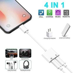 [Apple MFi Certified] 2 in 1 Dual Lightning iPhone Adapter & Splitter, Adapter Dual Converter Cable Headphone Music+Charge+Call+Volume Control Compatible for iPhone 11/11 Pro/XS/XR/X 8/7, iPad-iOS 13