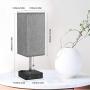 USB Bedside Table Lamp, MOICO Stylish Nightstand Lamp with 2 USB Charging Port and one AC Outlet, Modern Desk Lamp with Grey Linen Fabric Shade for Bedroom, Living Room, Kids Room, Dorm, Office