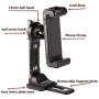 Metal Phone Tripod Mount with Cold Shoe,Woohoto 360 Rotation Phone Tripod Holder Adapter,Desktop Cell Phone Stand, Compatible with iPhone Sumsung Smartphone,Cell Phone Clamp,Video Rig Mount