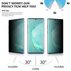 Galaxy Note 10 Plus Privacy Screen Protector, Tempered Glass HD Clear [Anti-spy] [9H Hardenss] [Case Friendly] [3D Curved] [Easy Installation] Protective Film,For Samsung Galaxy Note 10 Plus (6.8")