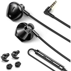 Linklike Hybrid Dual Drivers Earphones Wired Earbuds Powerful Bass 3.5mm Jack with Microphone and Inline Control Noise Isolating Lightweight Headphones for Music Video Phone Call Gaming, Black