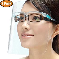 T WILKER 3Pcs Unisex Safety Goggle Shield Reusable Face Shield Visor Facial Cover for Women Men Washable Transparent Anti-Fog Eyes Protection