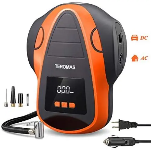 TEROMAS Tire Inflator Air Compressor, Portable DC/AC Air Pump for Car Tires 12V DC and Other Inflatables at Home 110V AC, Digital Electric Tire Pump with Pressure Gauge