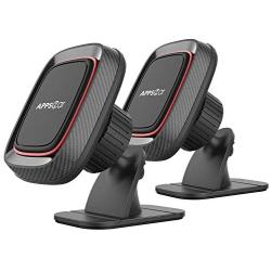 [2 Pack] Magnetic Phone Car Mount, APPS2Car Sturdy Stick-on Universal Cell Phone Holder Car Built-in Amazing Strong Magnets, Hands Free Car Phone Mount with Strongest VHB Adhesive Mounting Base