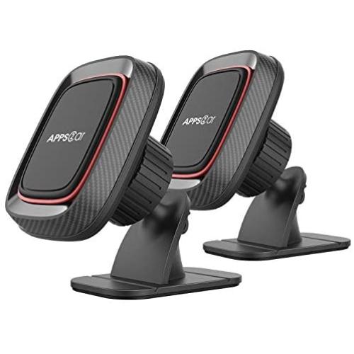 [2 Pack] Magnetic Phone Car Mount, APPS2Car Sturdy Stick-on Universal Cell Phone Holder Car Built-in Amazing Strong Magnets, Hands Free Car Phone Mount with Strongest VHB Adhesive Mounting Base