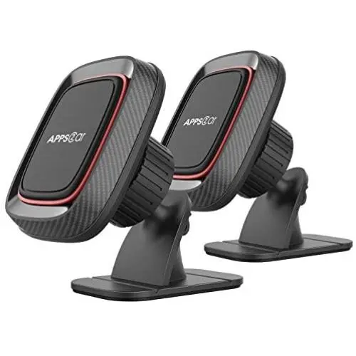 [2 Pack] Magnetic Phone Car Mount, APPS2Car Sturdy Stick-on Universal Cell Phone Holder Car Built-in Amazing Strong Magnets, Hands Free Car Phone Mount with Strongest VHB Adhesive Mounting Base