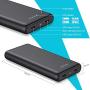Portable Charger 24800mAh Power Bank with Smart LED Status, Dual USB Outputs, External Battery Pack Portable Phone Charger for iPhone, Samsung Galaxy, Tablet and More (Black)