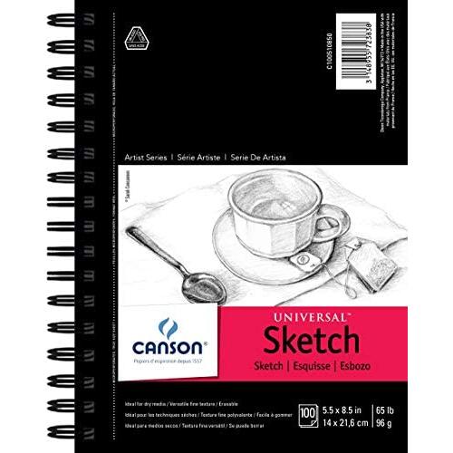 Canson Artist Series Universal Sketch Pad, 5.5” x 8.5”, Side Wire Bound, 100 Sheets (100510850)