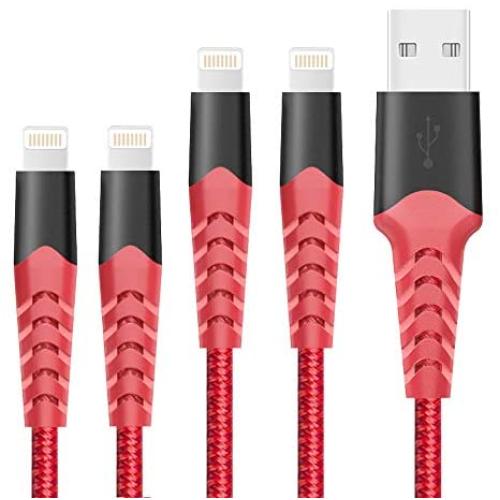 HARIBOL iPhone Charging Cable, 4Pack 3FT 6FT iPhone Charger Lightning Cable Nylon Braided Cable for iPhone 11,11 Pro,11 Pro Max, Xs, Max,XR, X,8 Plus,8,7 Plus,7,6 Plus,6,6S Plus,6s,iPad and More(Red)