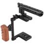 CAMVATE DSLR Camera Cage Top Handle Wood Grip for Canon Nikon Sony Panasonnic