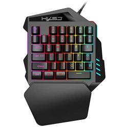 One-Handed Keyboard, 35-Key,Support Wrist Rest, Mechanical Gaming Keyboard RGB LED Backlit for PC Computer & Smartphones (Black)