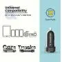 RAMPOW 24W Dual USB Car Charger - [DC 12-24V] 4.8A Fast Car Charger - USB Car Charger Adapter Compatible with iPhone, Samsung, LG, HTC, Sony, Oneplus, Tablets, GPS Devices and More - Black