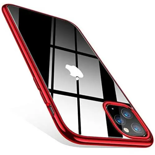 TORRAS Crystal Clear iPhone 11 Pro Case, [Anti-Yellowing] Soft Silicone Shockproof Thin Cover Slim Gel Phone Cases for iPhone 11 Pro 5.8 inch, Red