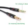 Headphone Splitter Cable for PC, Rellyuar Headset Mic and Audio Splitter Cable, Headphone Mic Splitter 3.5mm Female to 2 Male Gold Plated Headphone Mic Audio Y Splitter Flat Cable(Black)