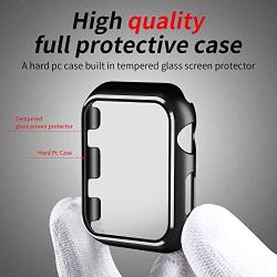 Smiling Case for Apple Watch Series 3 & Series 2 38mm with Buit in Tempered Glass Screen Protector- All Around Hard PC Protective Case High Definition Clear Ultra-Thin Cover (Black, 38mm)