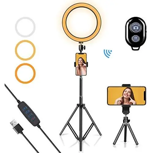 LED Ring Light 10" with Tripod Stand & Phone Holder for YouTube Video, Desk Selfie Ring Light Dimmable for Streaming, Makeup, Photography Compatible with iPhone Android LED Ring Light 10" with Tripod Stand & Phone Holder for YouTube Video, Desk Selfie Ring Light Dimmable for Streaming, Makeup, Photography Compatible with iPhone Android