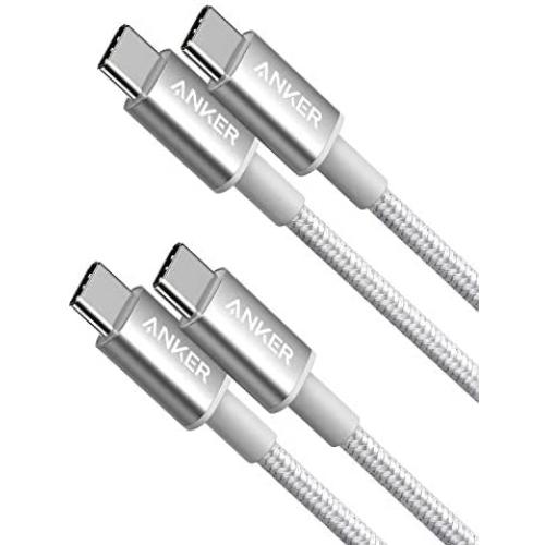 USB C Cable, Anker 2 Pack New Nylon USB C to USB C Cable (3.3ft 60W), PD Type C Charging Cable for MacBook Pro 2020, iPad Pro, Galaxy S20, Switch, Pixel, LG and Other USB C Charger Silver