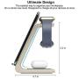 Quezqa Wireless Charging Stand – 3 in 1 Fast Wireless Charger – Qi Charging Station Dock Compatible with AirPods Pro Apple Watch Series 5 4 3 2 iPhone 11 Pro Max Xs X Xr 8(with QC 3.0 Adapter)