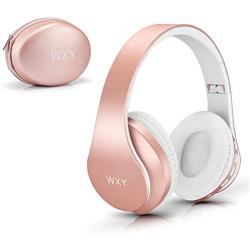 Over Ear Bluetooth Headphones, WXY Girls Wireless Headset V5.0 with Built-in Mic, Micro TF, FM Radio, Soft Earmuffs & Lightweight for iPhone/Samsung/PC/TV/Travel(Rose Gold)